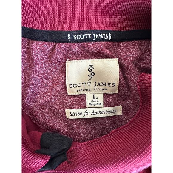 Scott James Collared Men's Size L Burgundy Front Pocket Polo Shirt - Picture 4 of 6